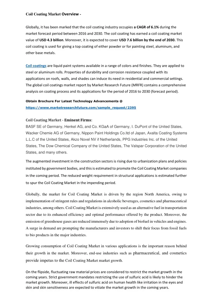 coil coating market overview