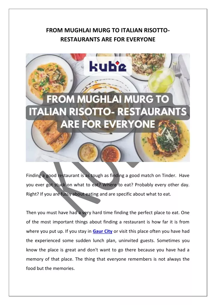 from mughlai murg to italian risotto restaurants