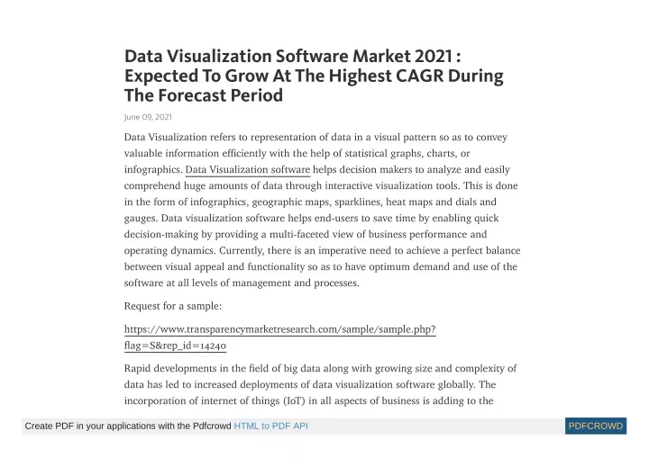 data visualization software market 2021 expected