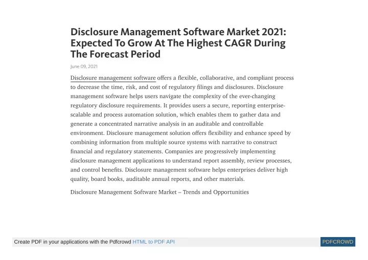 disclosure management software market 2021