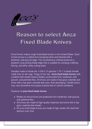 anza knives makes rough fixed blade knives
