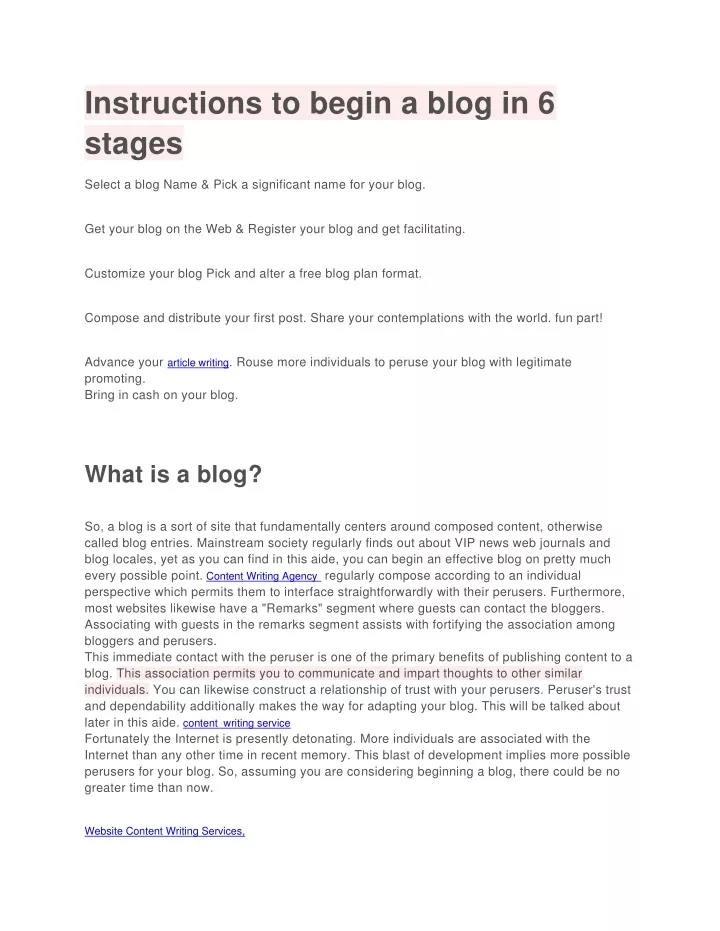 instructions to begin a blog in 6 stages