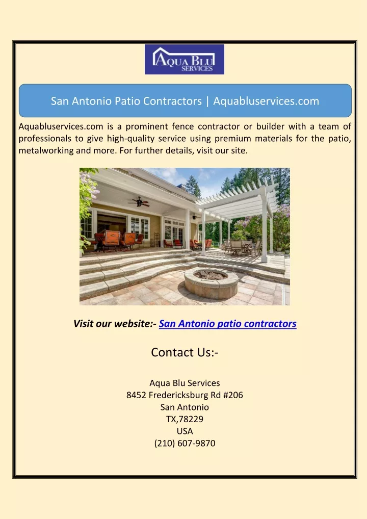 san antonio patio contractors aquabluservices com