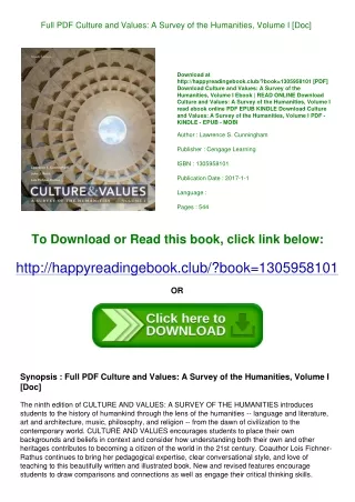 Full PDF Culture and Values A Survey of the Humanities  Volume I [Doc]
