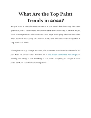 what are the top paint trends in 2022