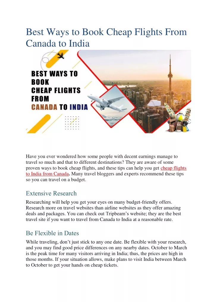 best ways to book cheap flights from canada