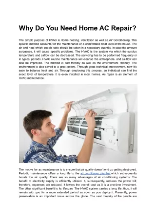 Why Do You Need Home AC Repair
