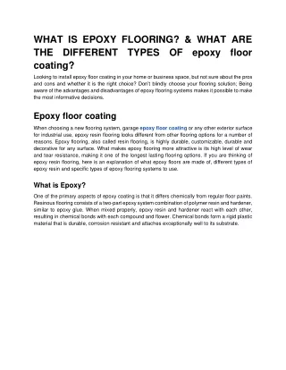 what is epoxy flooring what are the different
