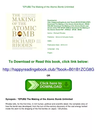 *EPUB$ The Making of the Atomic Bomb Unlimited