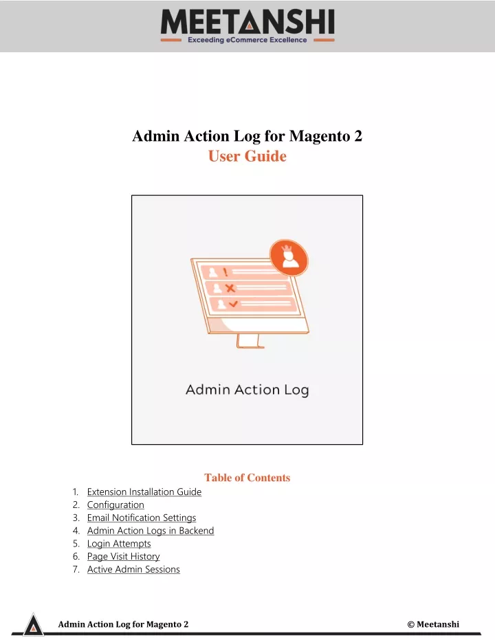 admin action log for magento 2 user guide table