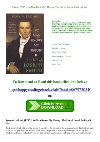 ((Read_[PDF])) No Man Knows My History The Life of Joseph Smith pdf free