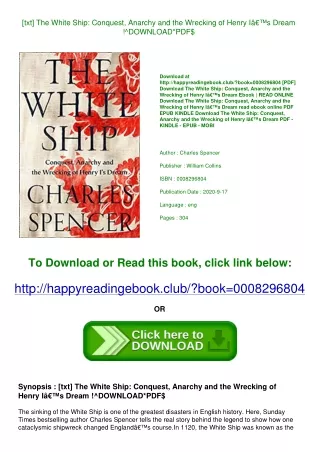 [txt] The White Ship Conquest  Anarchy and the Wrecking of Henry Iâ€™s Dream !^D