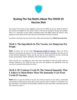 Busting The Top Myths About The COVID-19 Vaccine Shot