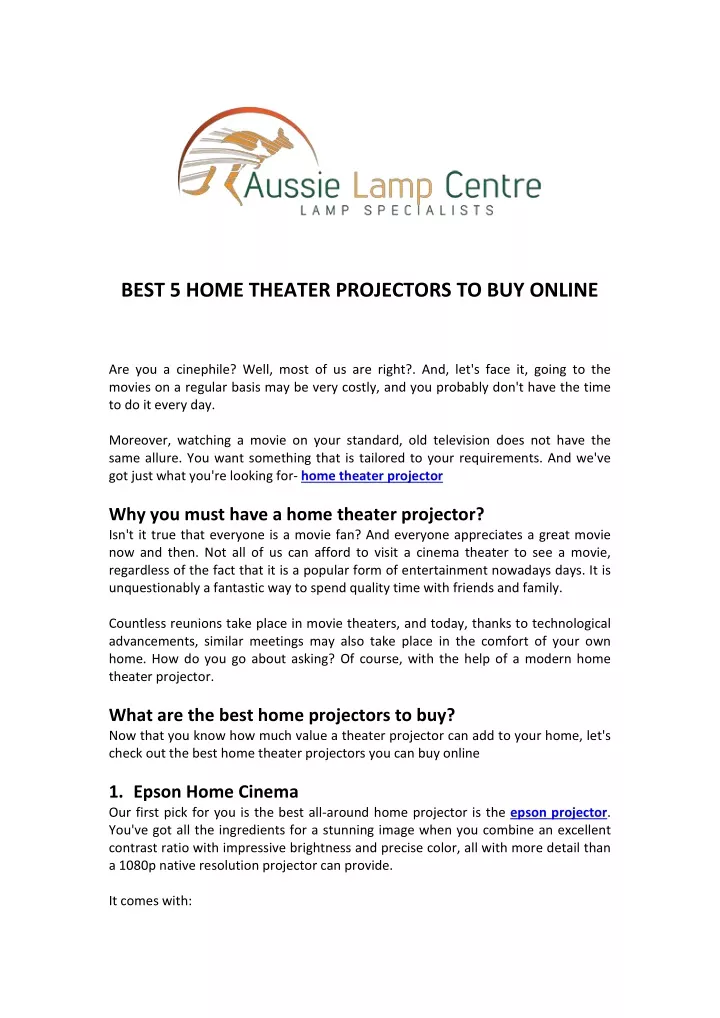best 5 home theater projectors to buy online