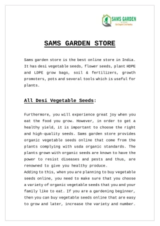 Buy Desi Vegetable Seeds Online -  Sams Garden Store