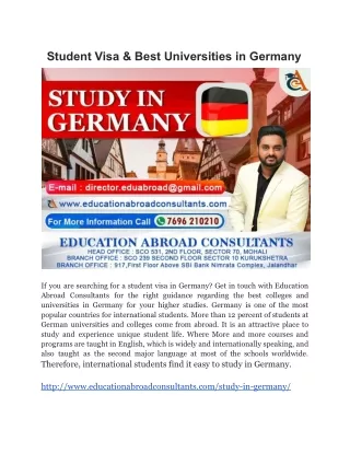 Student Visa & Best Universities in Germany