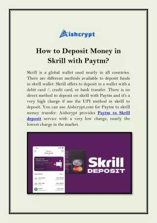 How to Deposit Money in Skrill with Paytm