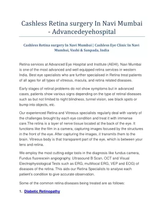 Cashless Retina surgery In Navi Mumbai