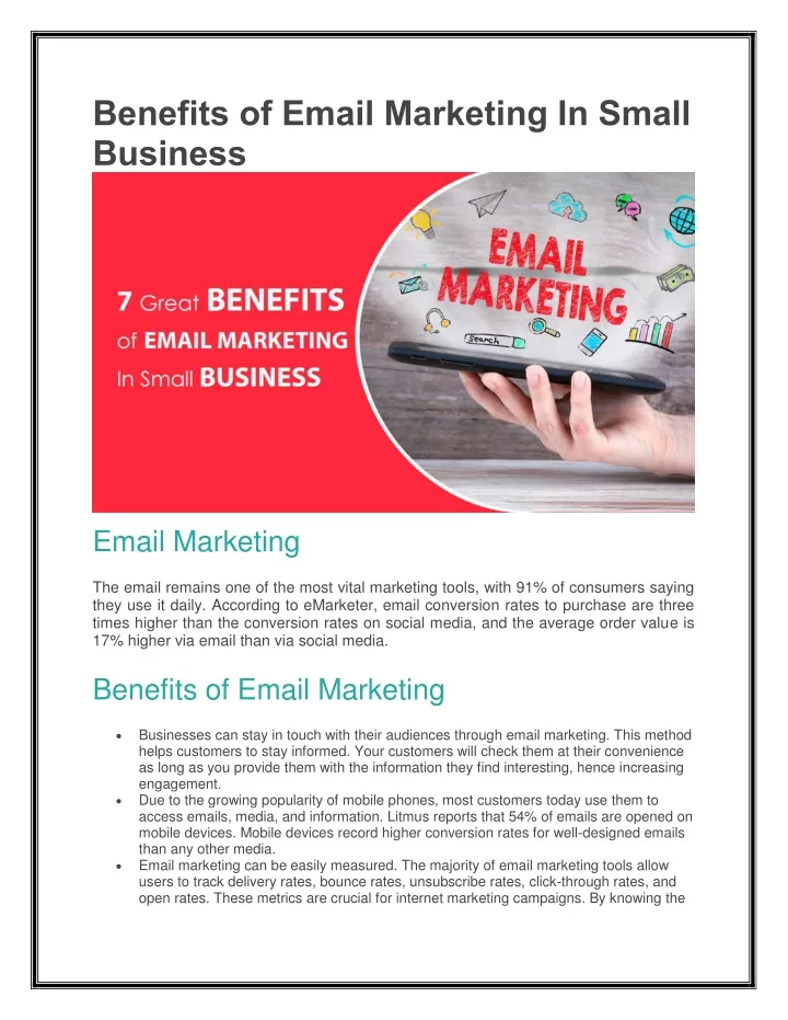 benefits of email marketing in small business