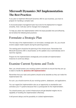 microsoft dynamics 365 implementation the best