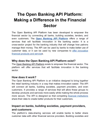 The Open Banking API Platform_ Making a Difference in the Financial Sector