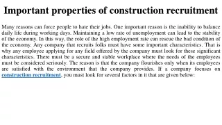 important properties of construction recruitment