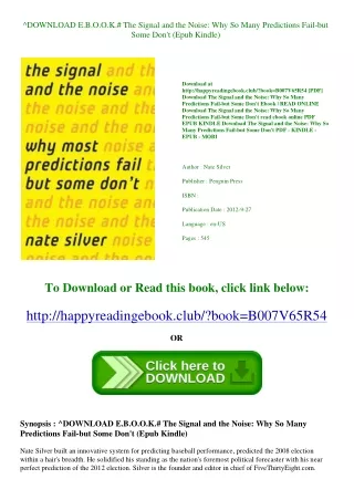 ^DOWNLOAD E.B.O.O.K.# The Signal and the Noise Why So Many Predictions Fail-but