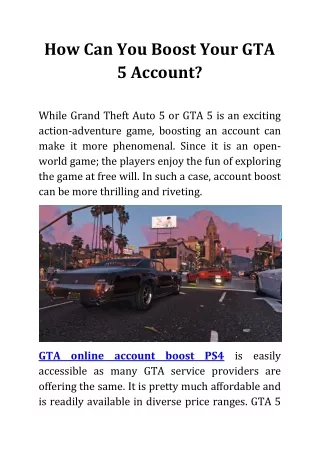 How Can You Boost Your GTA 5 Account