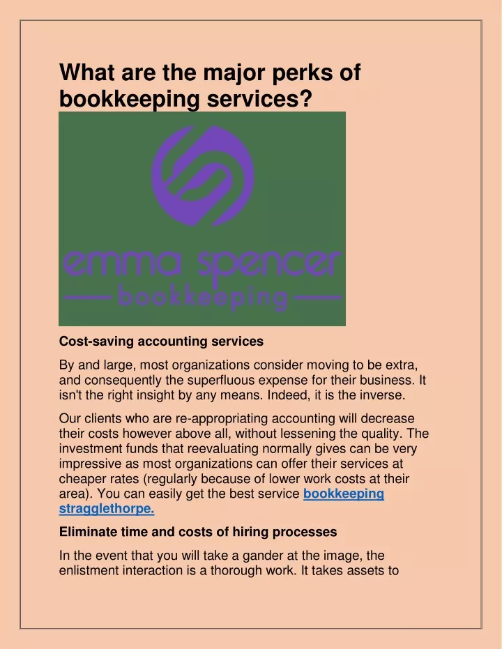 what are the major perks of bookkeeping services