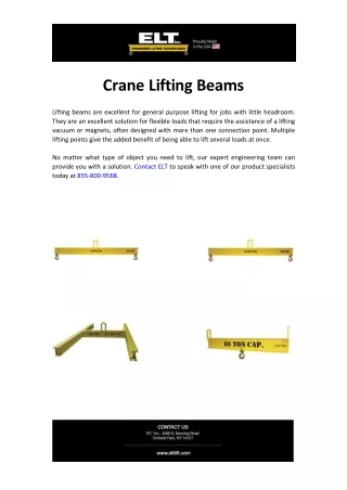Crane Lifting Beams - ELT Inc