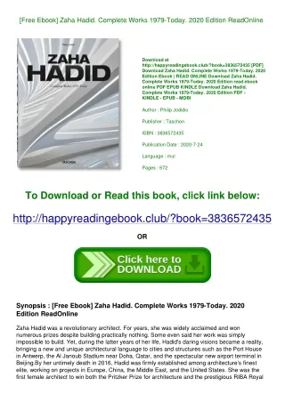 [Free Ebook] Zaha Hadid. Complete Works 1979-Today. 2020 Edition ReadOnline