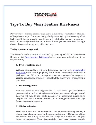 Tips To Buy Mens Leather Briefcases