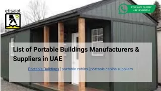 List of Portable Buildings Manufacturers & Suppliers in UAE