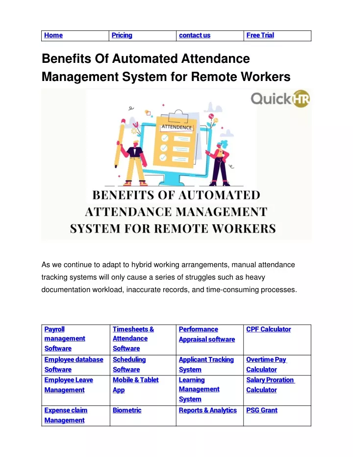 benefits of automated attendance management