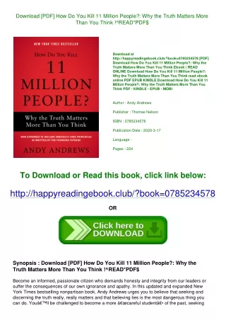 Download [PDF] How Do You Kill 11 Million People Why the Truth Matters More Than