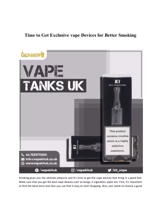 Time to Get Exclusive vape Devices for Better Smoking
