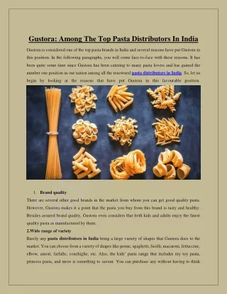 Among The Top Pasta Distributors In India
