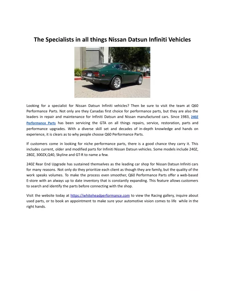 the specialists in all things nissan datsun