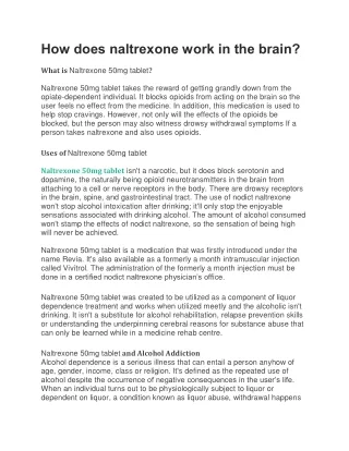 how does naltrexone work in the brain what