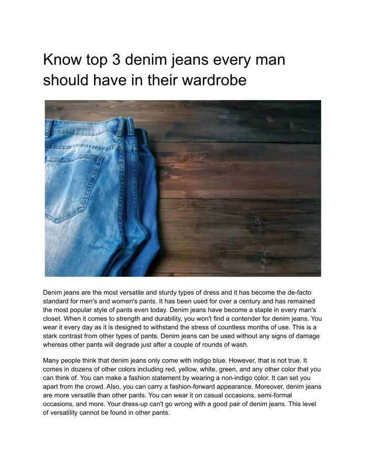 know top 3 denim jeans every man should have