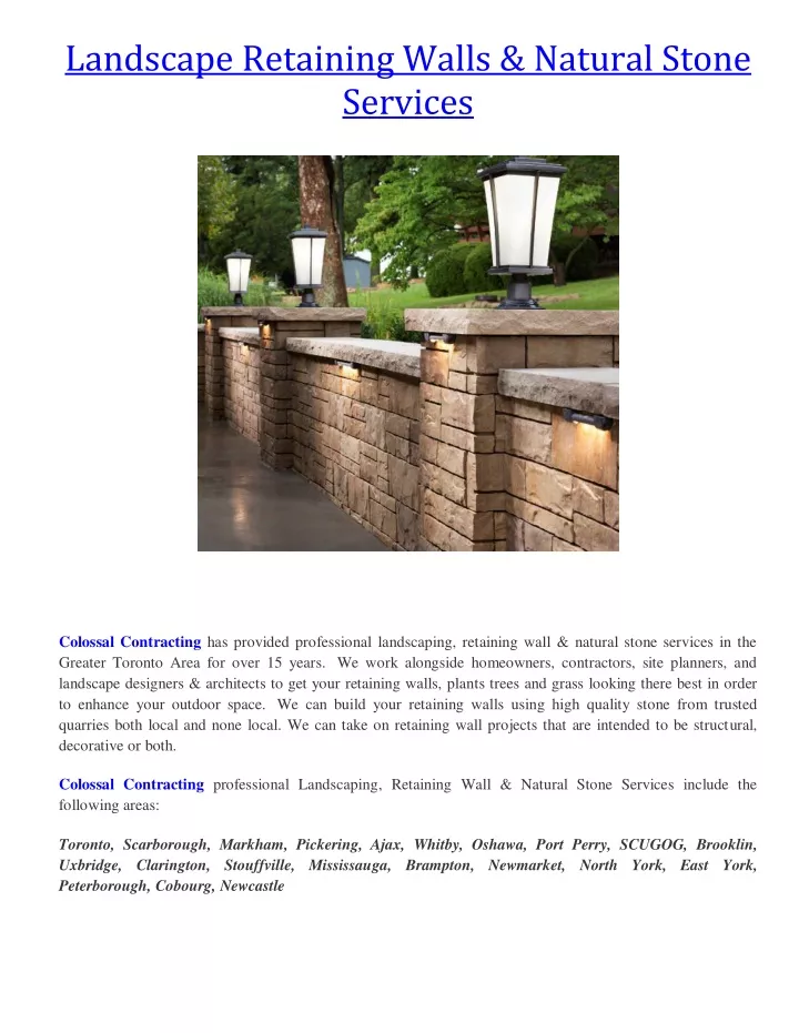 landscape retaining walls natural stone services