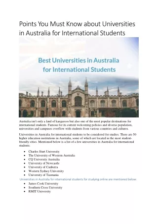 points you must know about universities