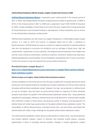 artificial blood substitutes market analysis