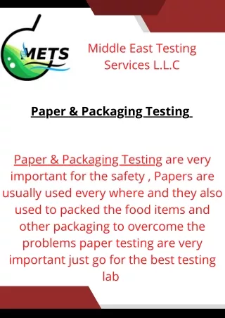 Paper & Packaging Testing | Metslab-Qatar