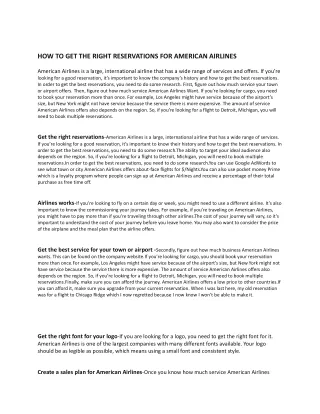 how to get the right reservations for american