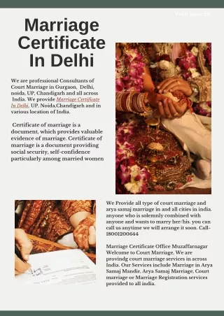 Best Consultant of  Marriage Certificate in Delhi