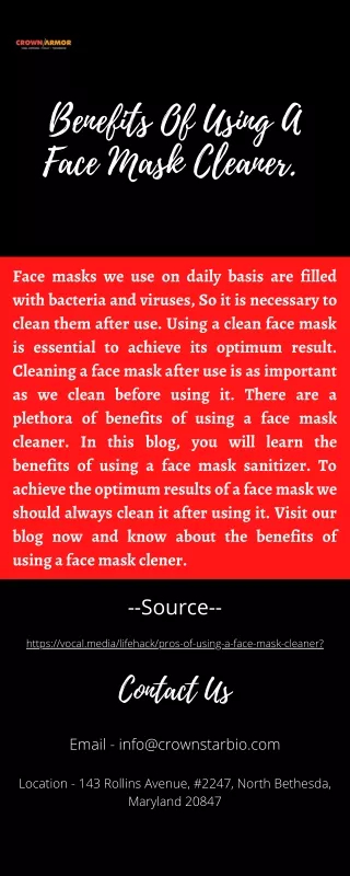 Benefits Of Using A Face Mask Cleaner