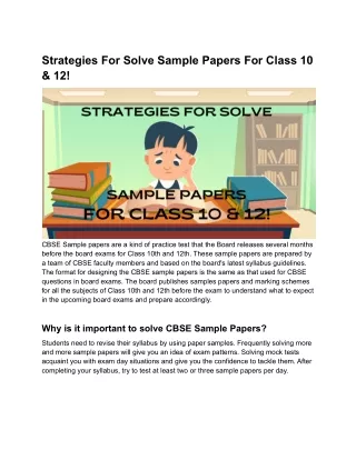 strategies for solve sample papers for class 10 12