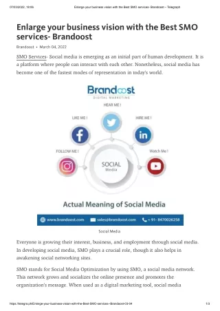 Enlarge your business vision with the Best SMO services- Brandoost