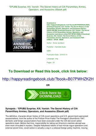 *EPUB$ Surprise  Kill  Vanish The Secret History of CIA Paramilitary Armies  Ope